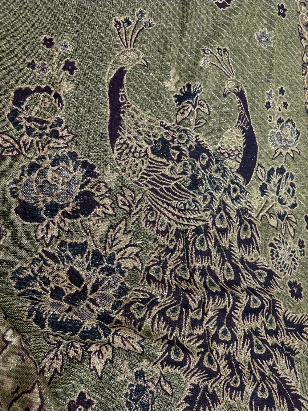 pashmina Red and Olive Floral Paisley Wrap